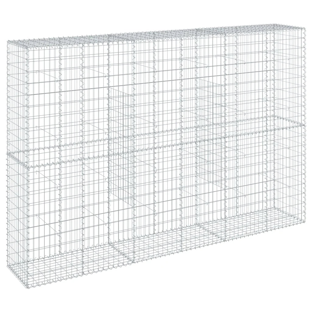 Gabbione recinto a gabbia muro di contenimento con coperchio 300 x 50 x 200 cm ferro zincato argento 02_0040155