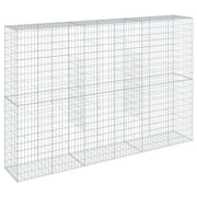 Gabbione recinto a gabbia muro di contenimento con coperchio 300 x 50 x 200 cm ferro zincato argento 02_0040155