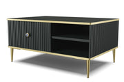 TAVOLINO PETRA 90x60 NERO OPACO GAMBE ORO