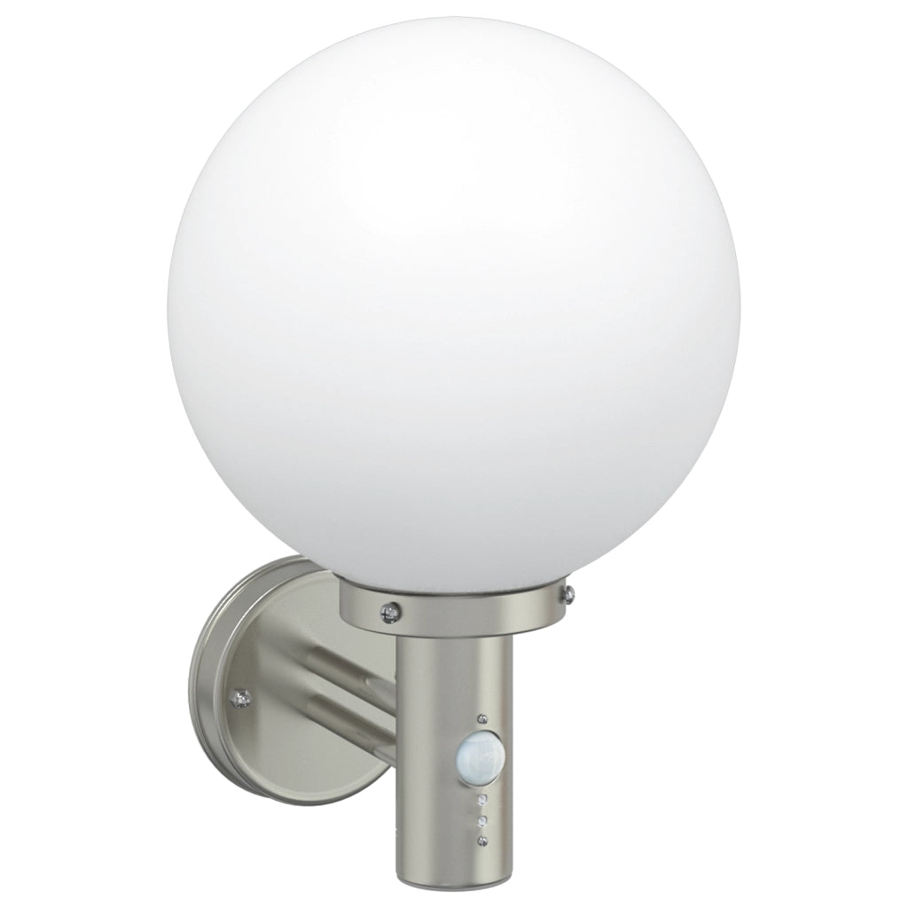 Luce da parete esterna con sensore Argento Acciaio Inossidabile IP44