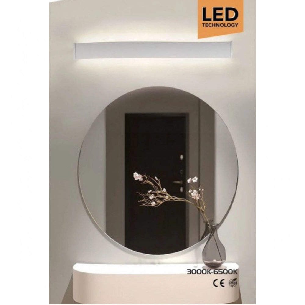 Trade Shop - Applique Lampada Da Specchio Lineare Luce Up&down 3000k-6500k 18 Watt 51 Cm F11 -