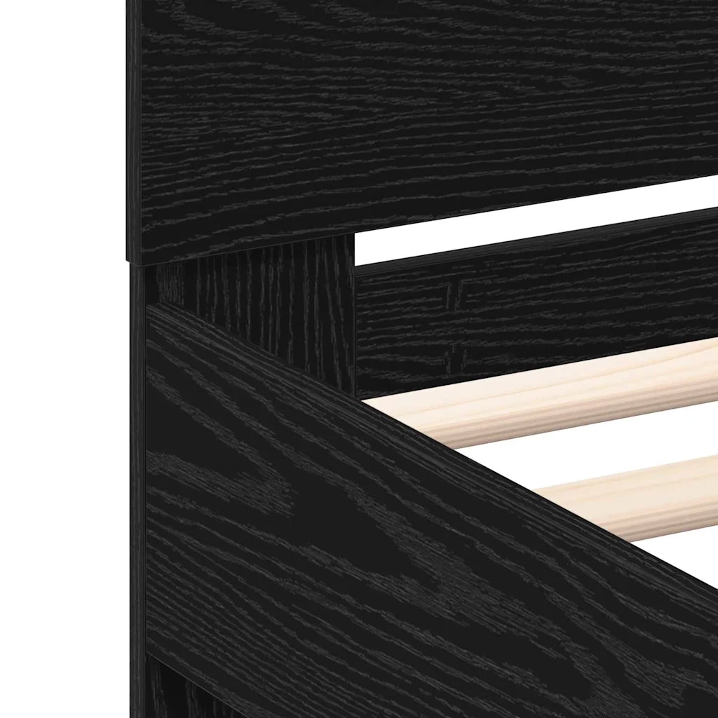 Struttura del letto con strisce LED Rovere Nero 160 x 200 cm 3333941