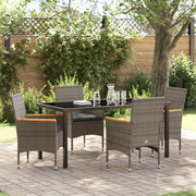 Set da Pranzo da Giardino a 5 Pezzi con Cuscini in Rattan Polietilene Grigio