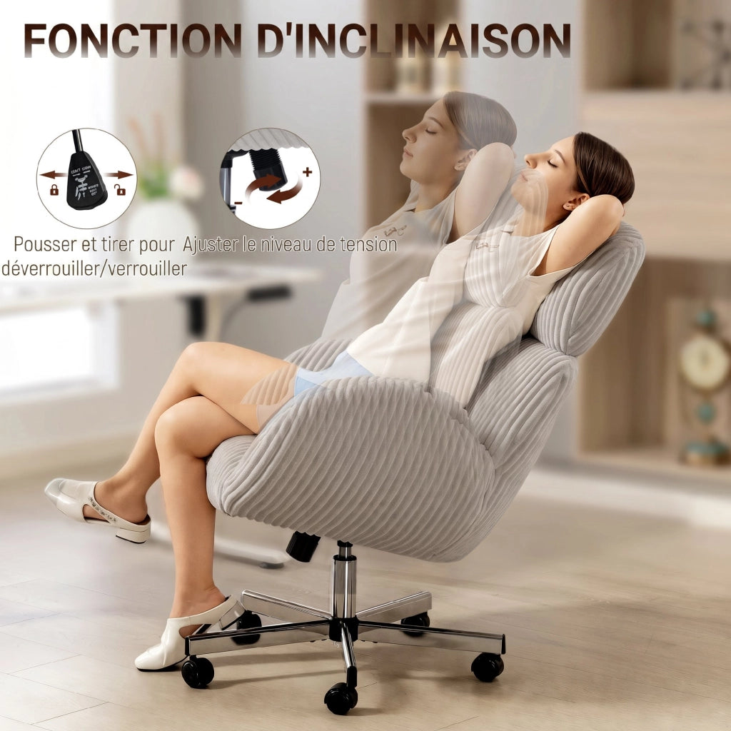 Poltrona da ufficio ergonomica in velluto con schienale alto, poggiatesta regolabile e braccioli ¨C Xylo ¨C Grigio
