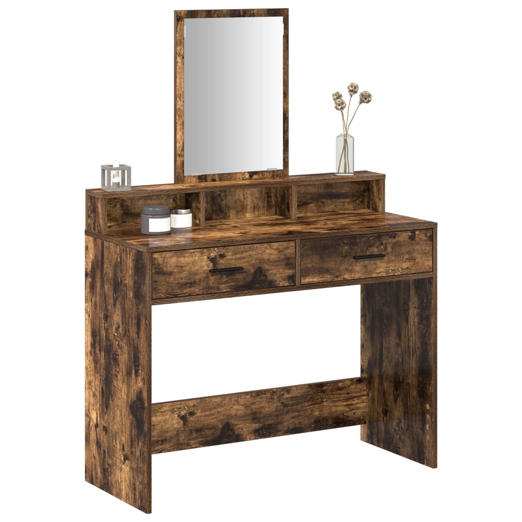 Tavolo da toeletta  con cassetti in rovere affumicato 100x41x140 cm
