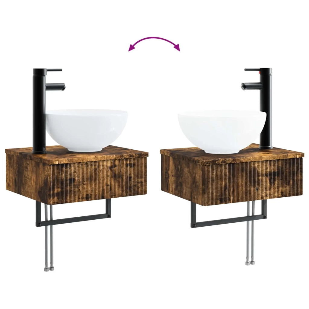 Set di mobili per il bagno 2 pz Rovere Fumo 33 x 34,5 x 100 cm 3406098