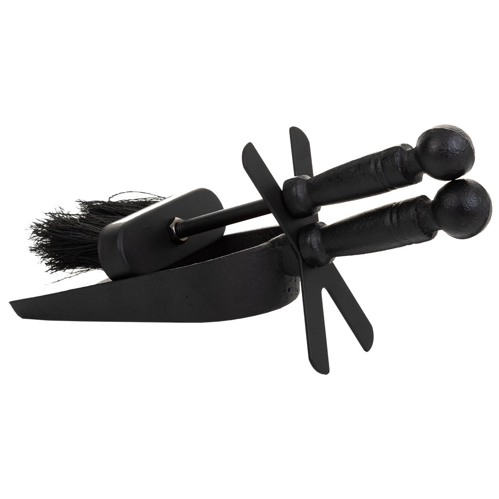 Scopino e paletta in metallo nero 29x10x12h