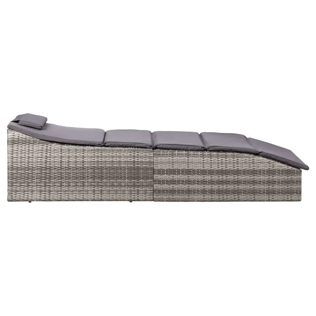 Lettino Prendisole con Cuscino in Polyrattan Grigio 46540