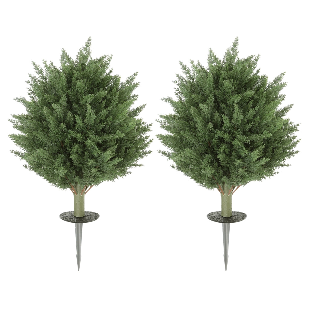 Set da 2 piante artificiali cipresso con picchetto resistente ai raggi UV Ø40 x 60H cm per casa e giardino verde