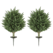 Set da 2 piante artificiali cipresso con picchetto resistente ai raggi UV Ø40 x 60H cm per casa e giardino verde