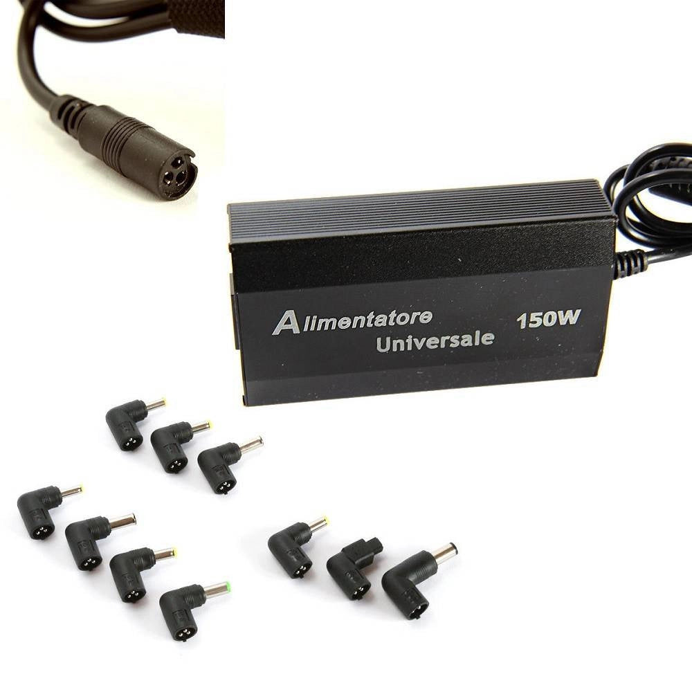 Trade Shop - Alimentatore Universale 150w Pc Laptop Usb Ufficio Casa Notebook 10 Adattatori -