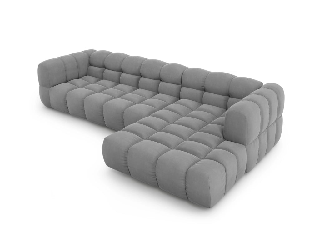Cosmopolitan Design - Divano angolare modulare destro "Sky" 4 posti in velluto grigio chiaro 