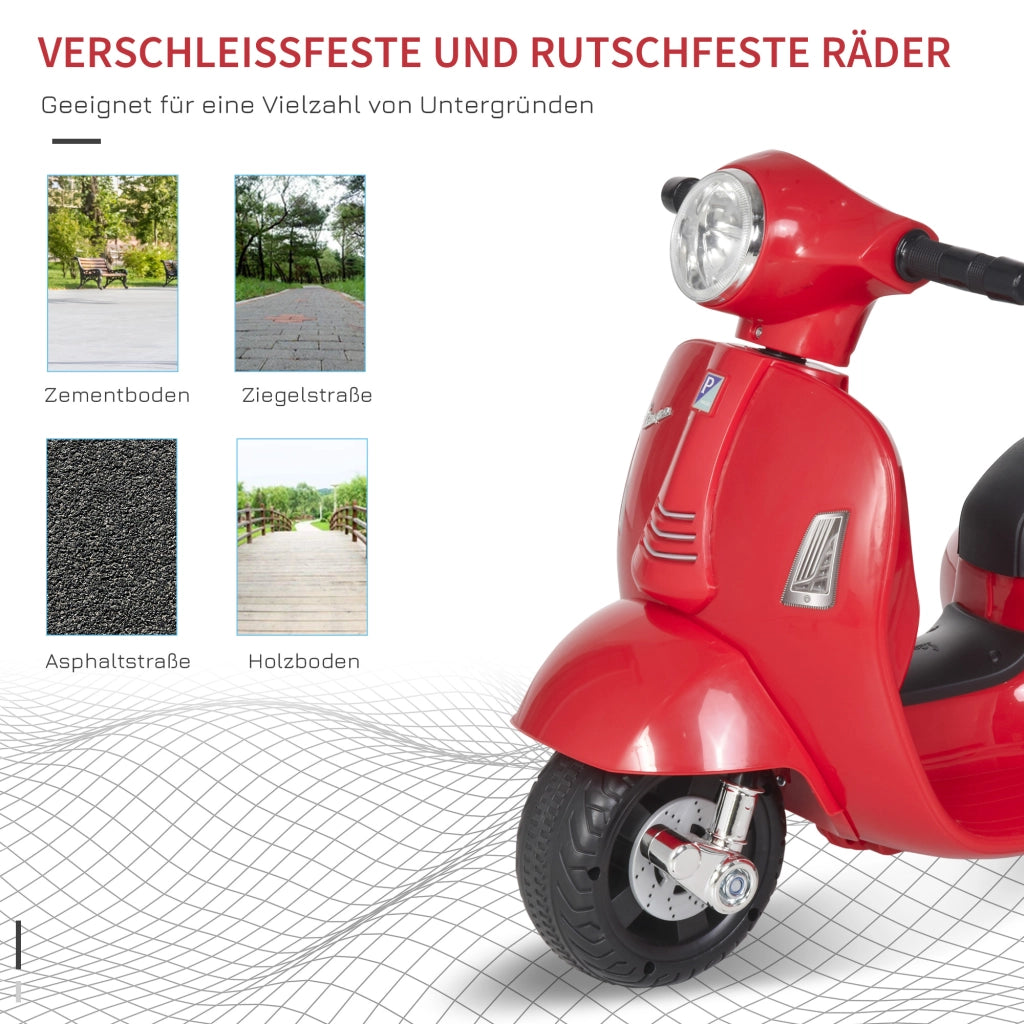 Motocicletta Elettrica Vespa per Bambini ¨C zephmum ¨C Rosso con Luci LED e Suono