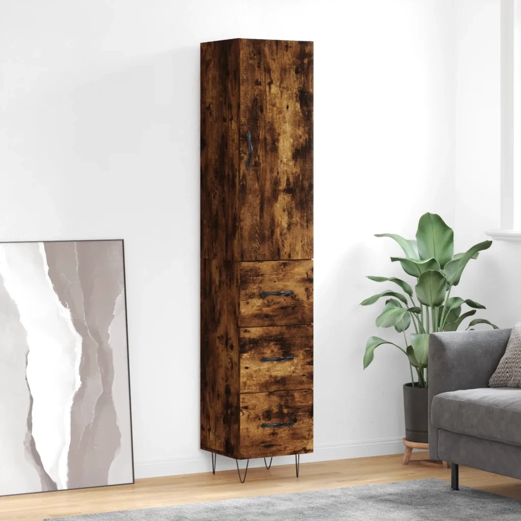 Credenza Rovere Fumo 34,5x34x180 cm in Legno Multistrato 3198886