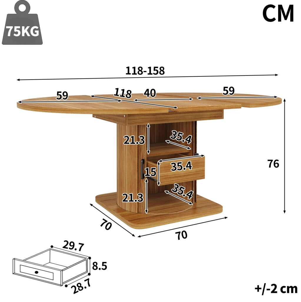 Tavolo estensibile multifunzione in MDF nero-marrone 118-158 cm