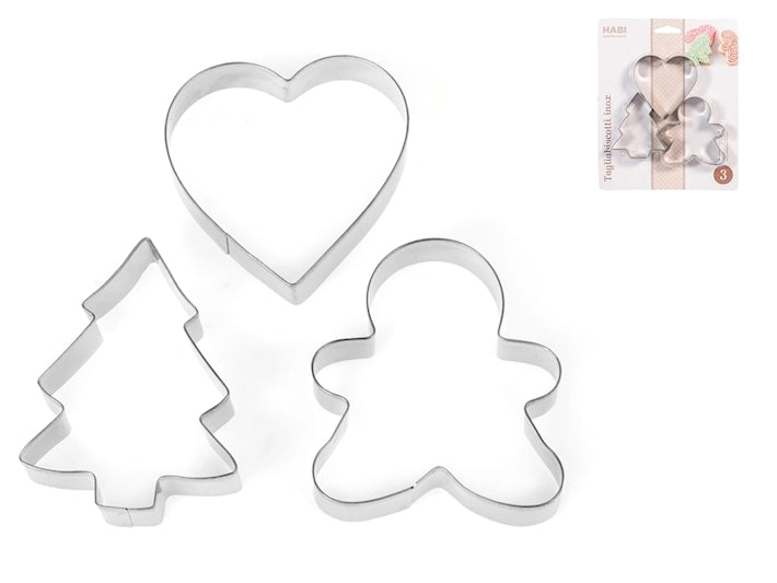 Confezione 3 tagliabiscotti in acciaio inox