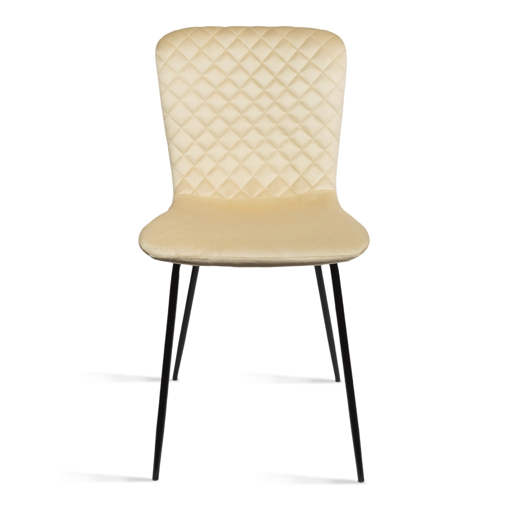 Sedia La Straordinaria in velluto beige con gambe in metallo nero