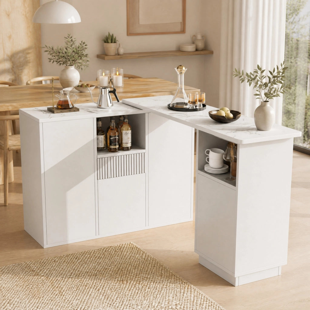BANCONE BAR Girevole 210x30x100,9 cm MDF Bianco