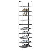Scarpiera 10 Ripiani-Scaffale per scarpe Nera 44x28x180 cm in Tessuto Non Tessuto