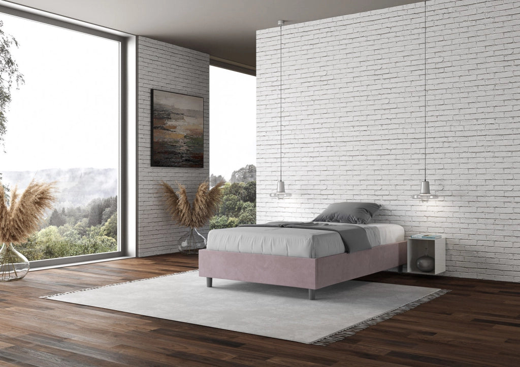 Letto Matrimoniale Francese Sommier 140x190 cm con Rete e Contenitore Azelia Glicine