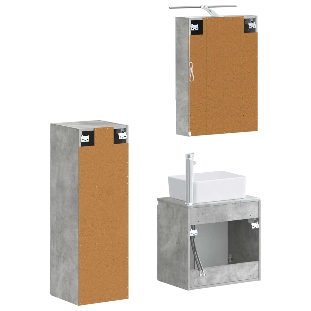 Set di mobili per il bagno 4 pcs Grigio Cemento 3407442