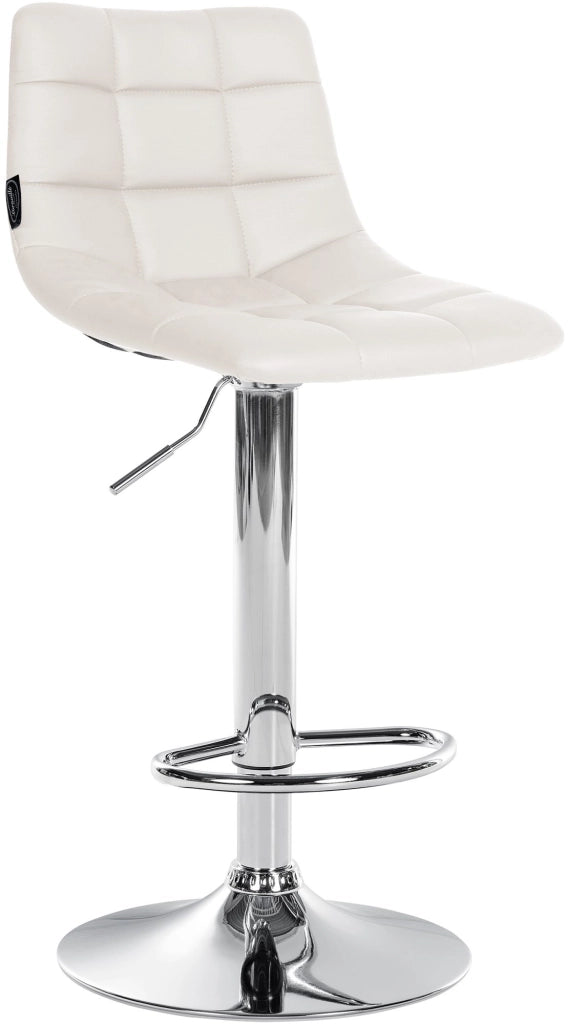 Sgabello Jerry in similpelle bianco,cromo