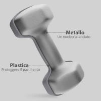 Set 2 Manubri Esagonali da 2x10 kg in Metallo e Plastica con Impugnatura Antiscivolo, 26x12x12 cm, Grigio