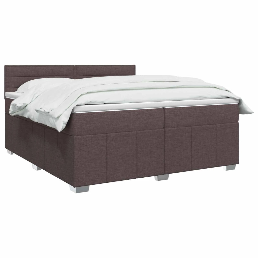 Letto Box Spring LED con Materasso Marrone Scuro 200 x 200 cm 3455685