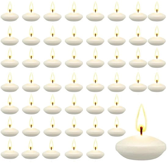 Candele galleggianti - Creare un'atmosfera accogliente - Bianche - Per matrimoni e cene romantiche - 50 pezzi