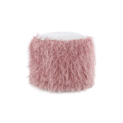 Pouf decorativo Bobtail 100 in pelliccia sintetica rosa e grigio