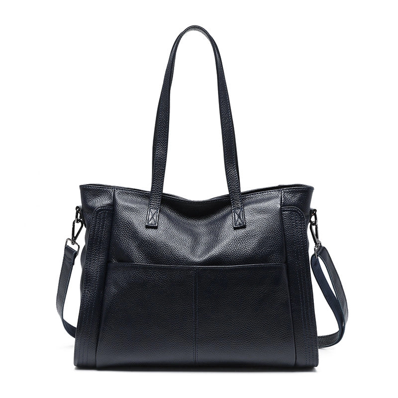 Borsa a tracolla da donna in vera pelle, alla moda, colore nero.
