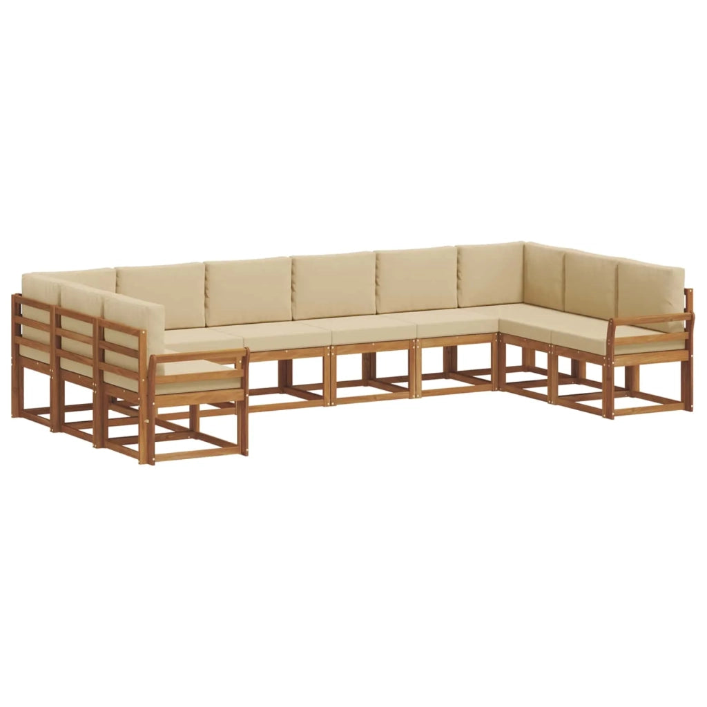 Set di divani da esterno con cuscino 10 pcs Naturale e Beige