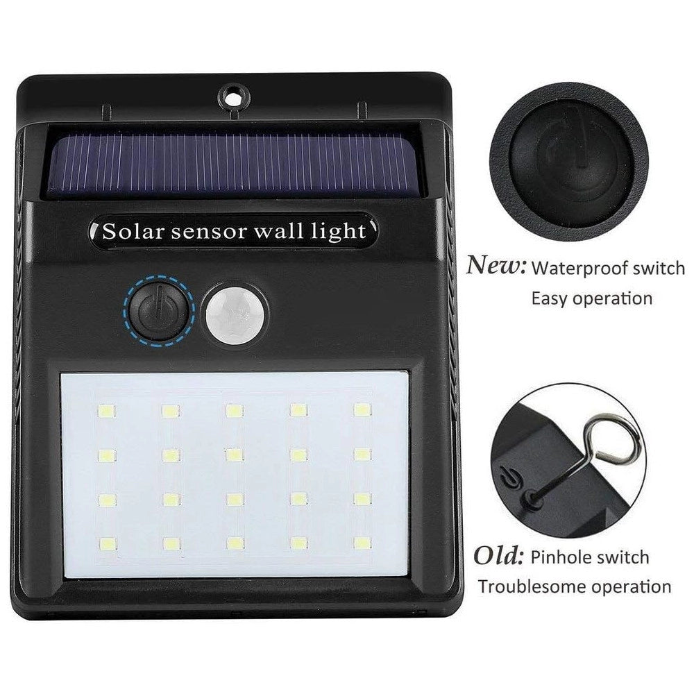 Trade Shop - 2 X Faro Solare Da Esterno Faretto Fotovoltaico + Sensore Lampada Led -