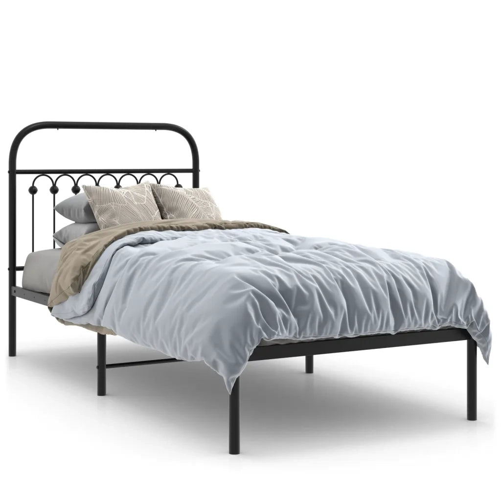 Giroletto con Testiera-Struttura Letto con testiera in Metallo Nero 90x200 cm 565412