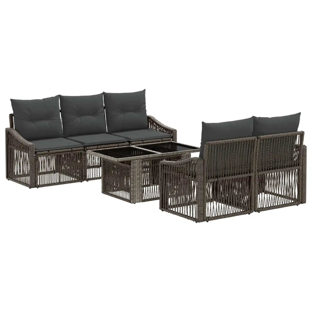 Set Divano da Giardino 6 pz Grigio e Grigio Scuro polyrattan 3437204