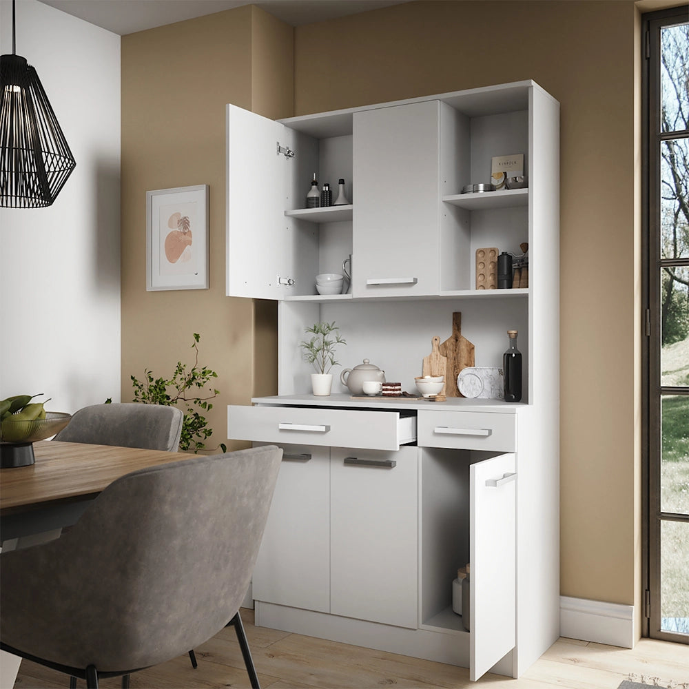 Vicco Buffet da cucina Bianco 100.1 x 188.5 cm con 5 porte e 2 cassetti