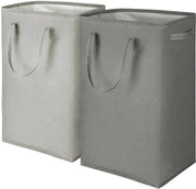 2-pack di 80L grande contenitore per bucato, contenitore per bucato pieghevole con maniglie lunghe e rinforzate, contenitore per bucato autonomo per bagno, camera da letto, TR-3, grigio scuro + grigio chiaro