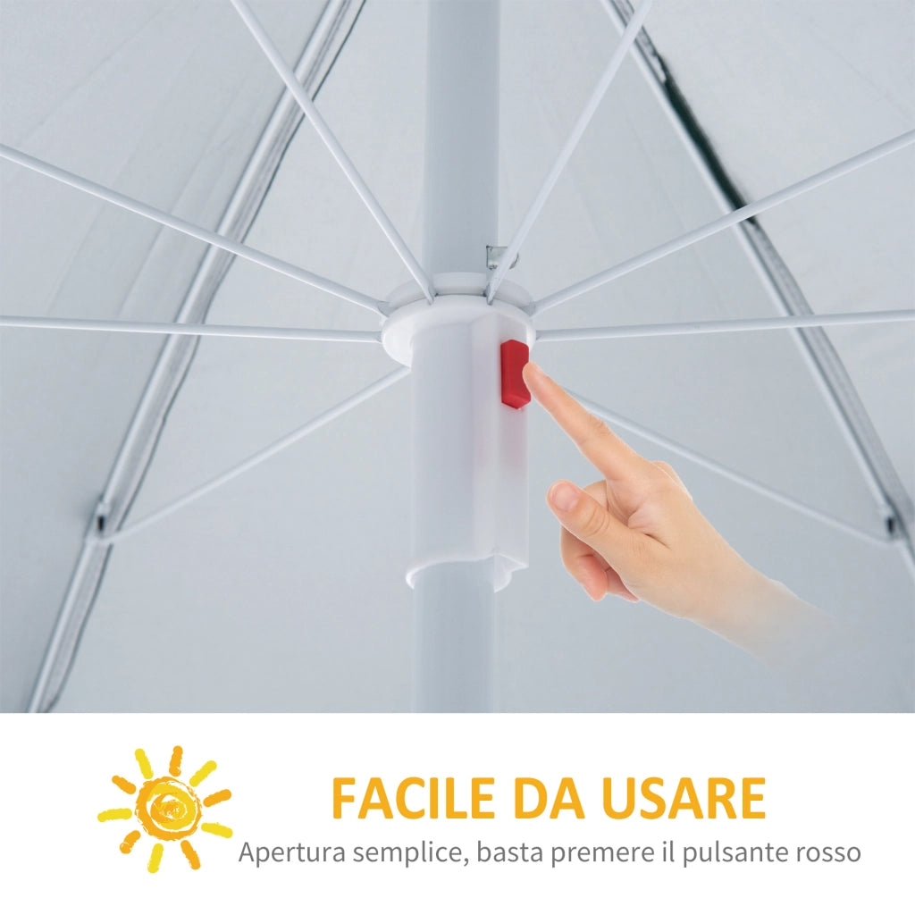 Ombrellone da Giardino 2x2 m con Tenda ¨C zephmum ¨C Poliestere Metallo Verde Bianco