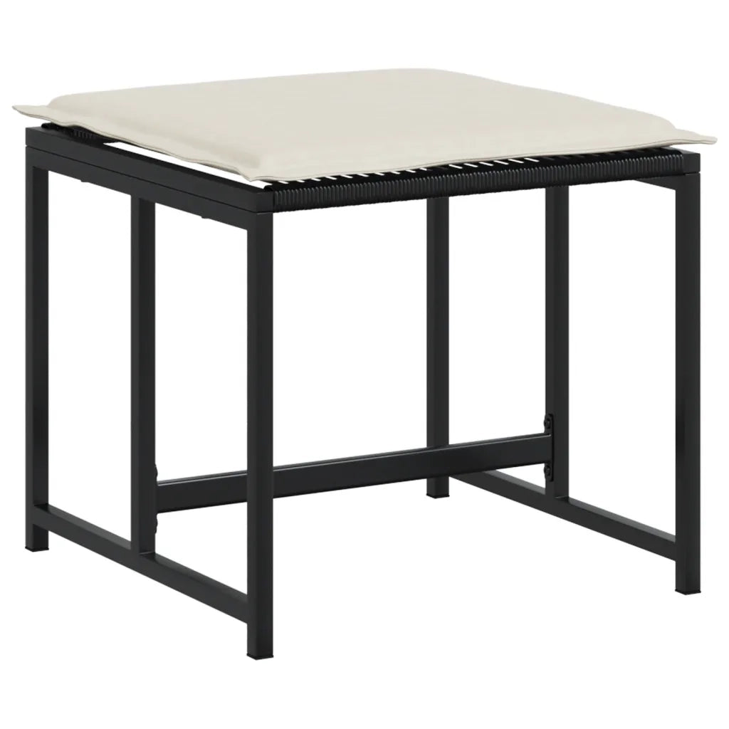 Set da Pranzo da Giardino 13pz con Cuscini Nero in Polyrattan 3295020