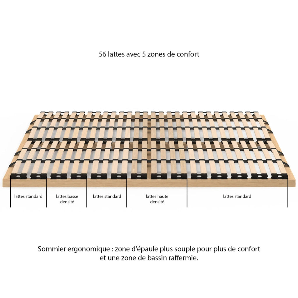 IDMarket - Rete a doghe regolabile - 5 zone comfort 140 x 190 cm