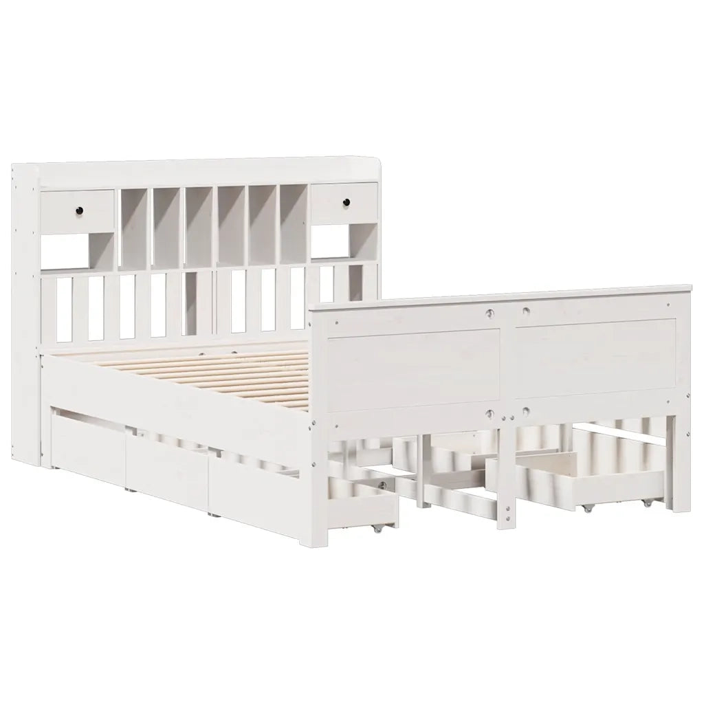 vidaXL Letto Libreria senza Materasso Bianco 150x200 cm Legno di Pino