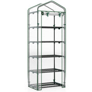 Serra mini 5 ripiani pe copertura porta cerniera rotolo metallo antiruggine-Serra portatile interna esterna per patio balcone giardino piante