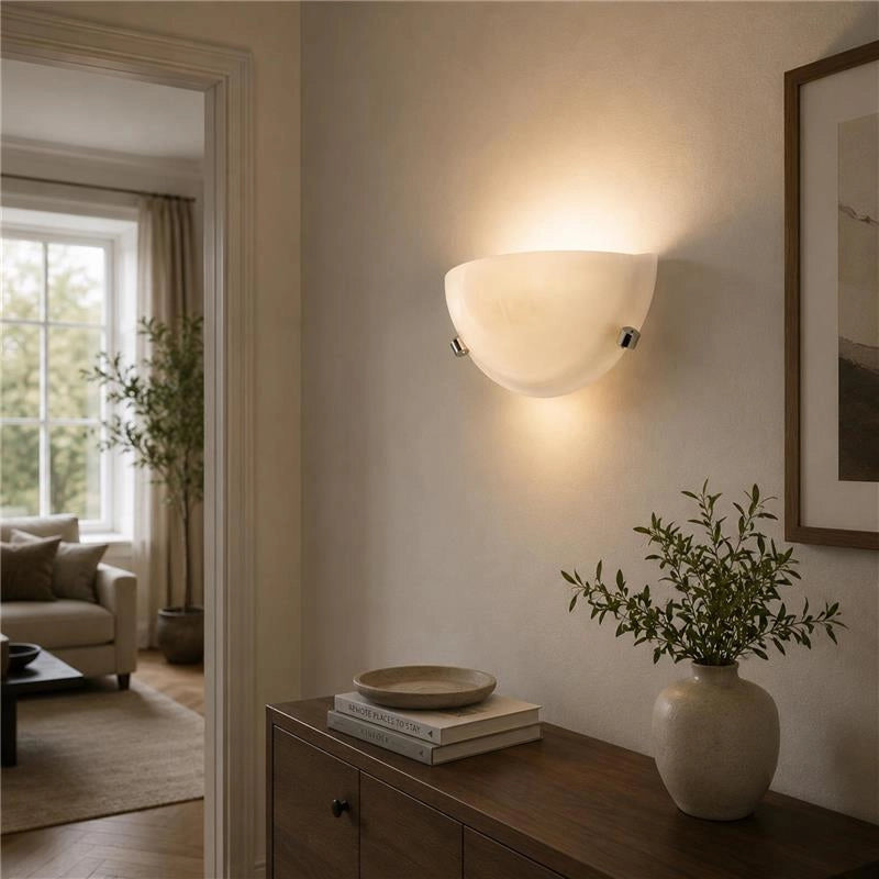 LAMPADA DUNA APPLIQUE DA PARETE IN VETRO E METALLO E27 1 LUCE BIANCA