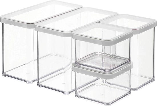 Set di contenitori trasparenti in plastica BPA-free da 5 pezzi