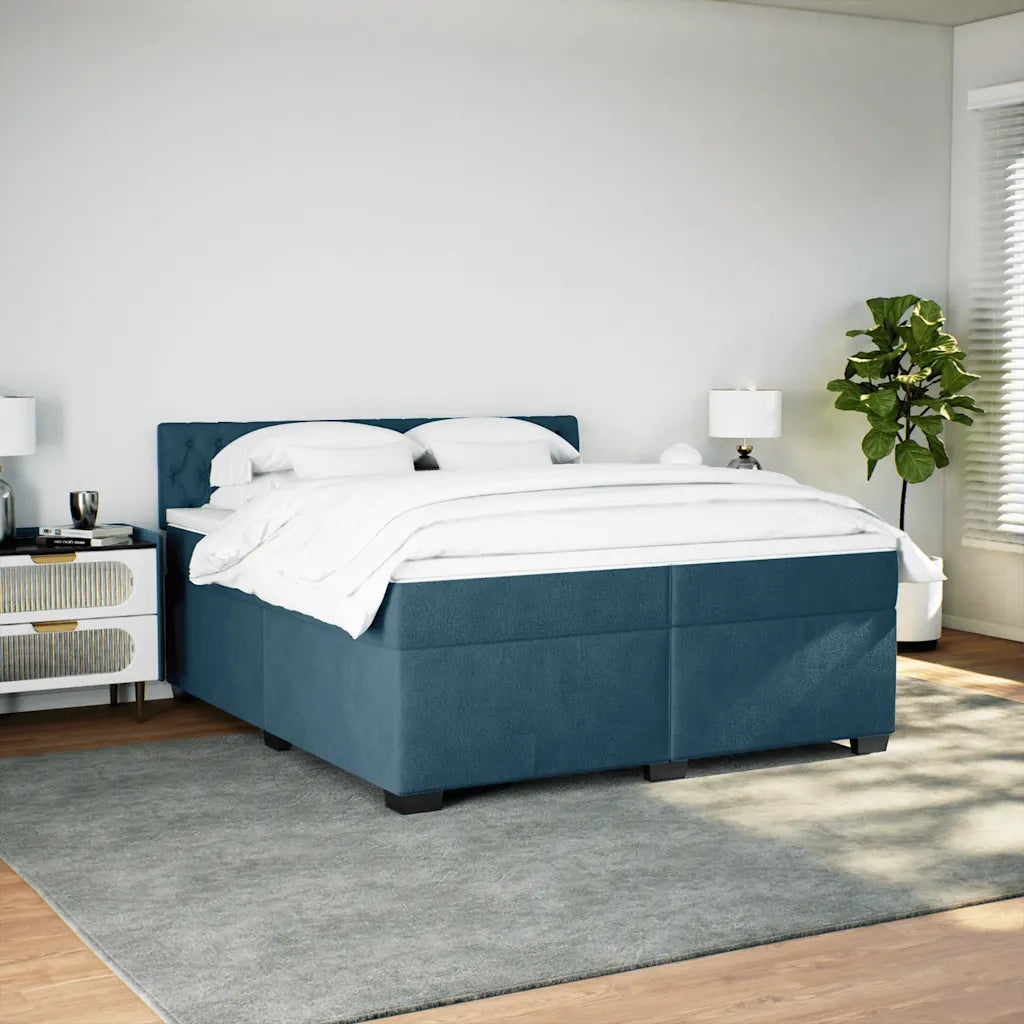 Giroletto a Molle con Materasso Blu 200x200 cm in Velluto 3288712