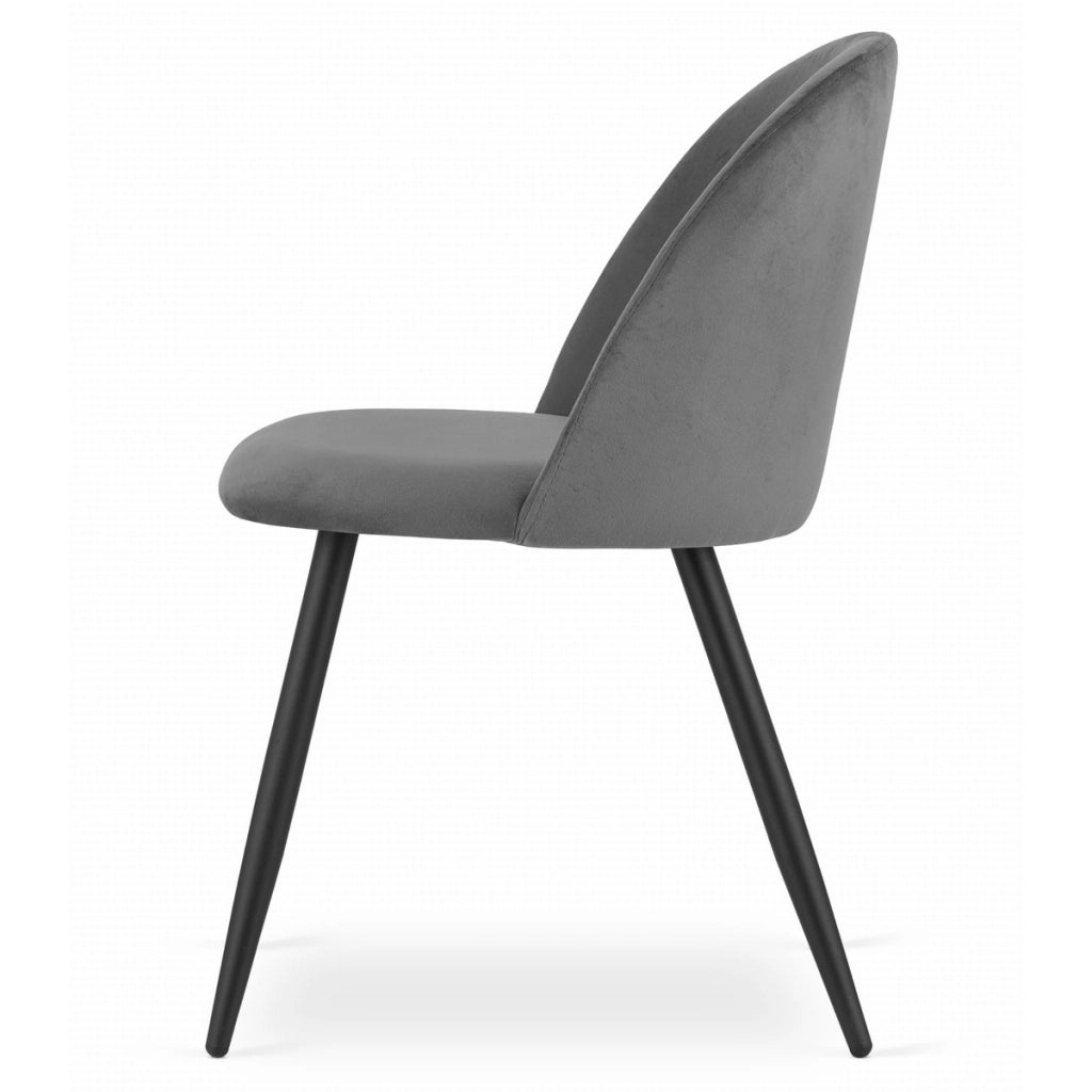 Set di 2 sedie Bello in velluto grigio scuro e metallo nero