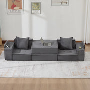 DIVANO Modulare 162x78x66 cm in velluto a coste grigio scuro