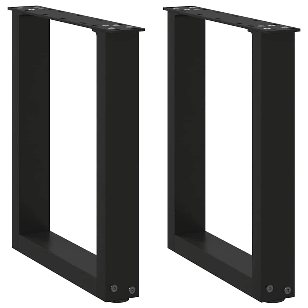 Set di 2 gambe per tavolino da caffè a forma di U 38 x 43 cm con piedini regolabili design moderno acciaio nero 02_0057392