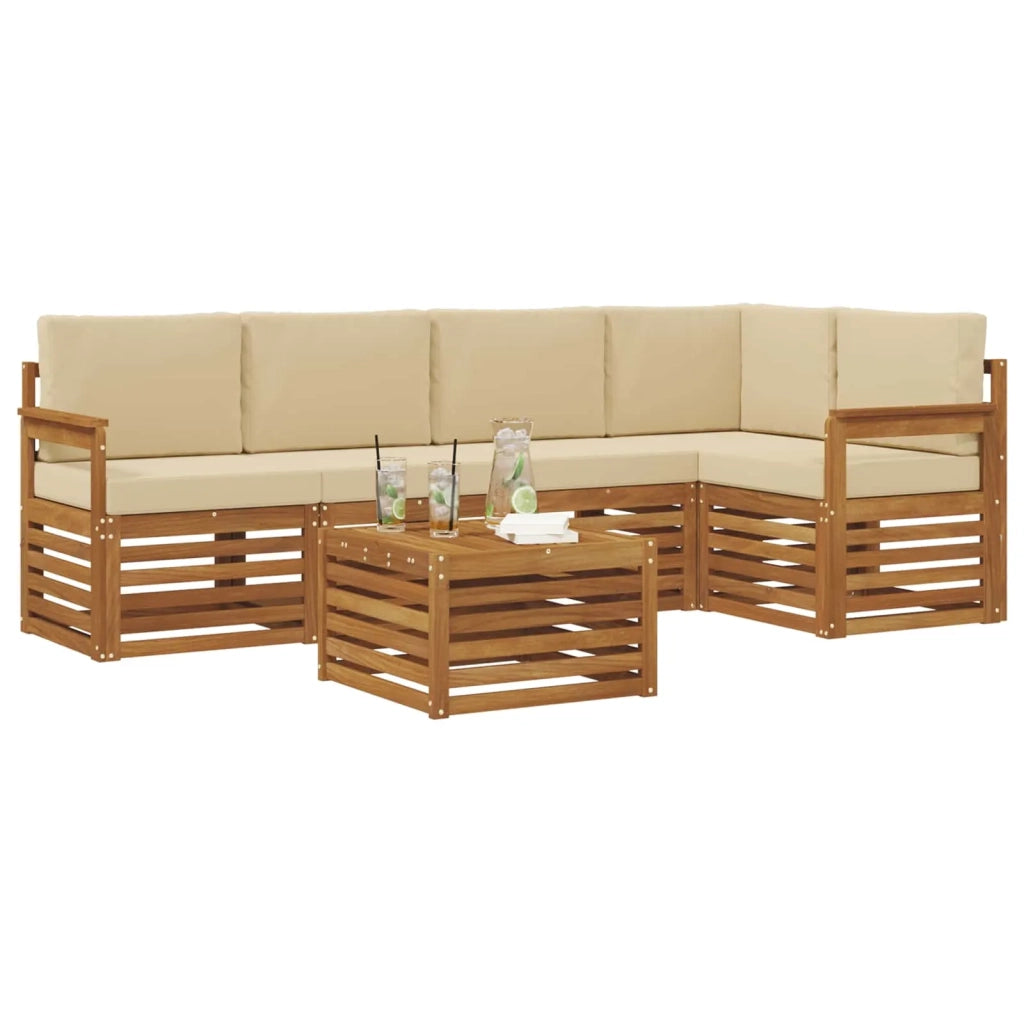 Set divano sezionale con cuscino 6 pcs Naturale e Beige 3374838