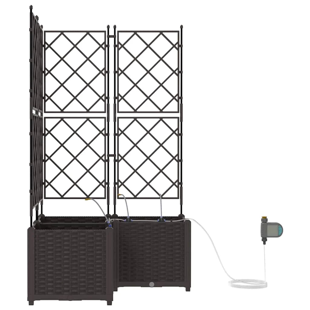 Set di 3 fioriere da giardino per esterni dal design moderno e minimalista 80 x 80 x 142 cm acciaio marrone 02_0058529
